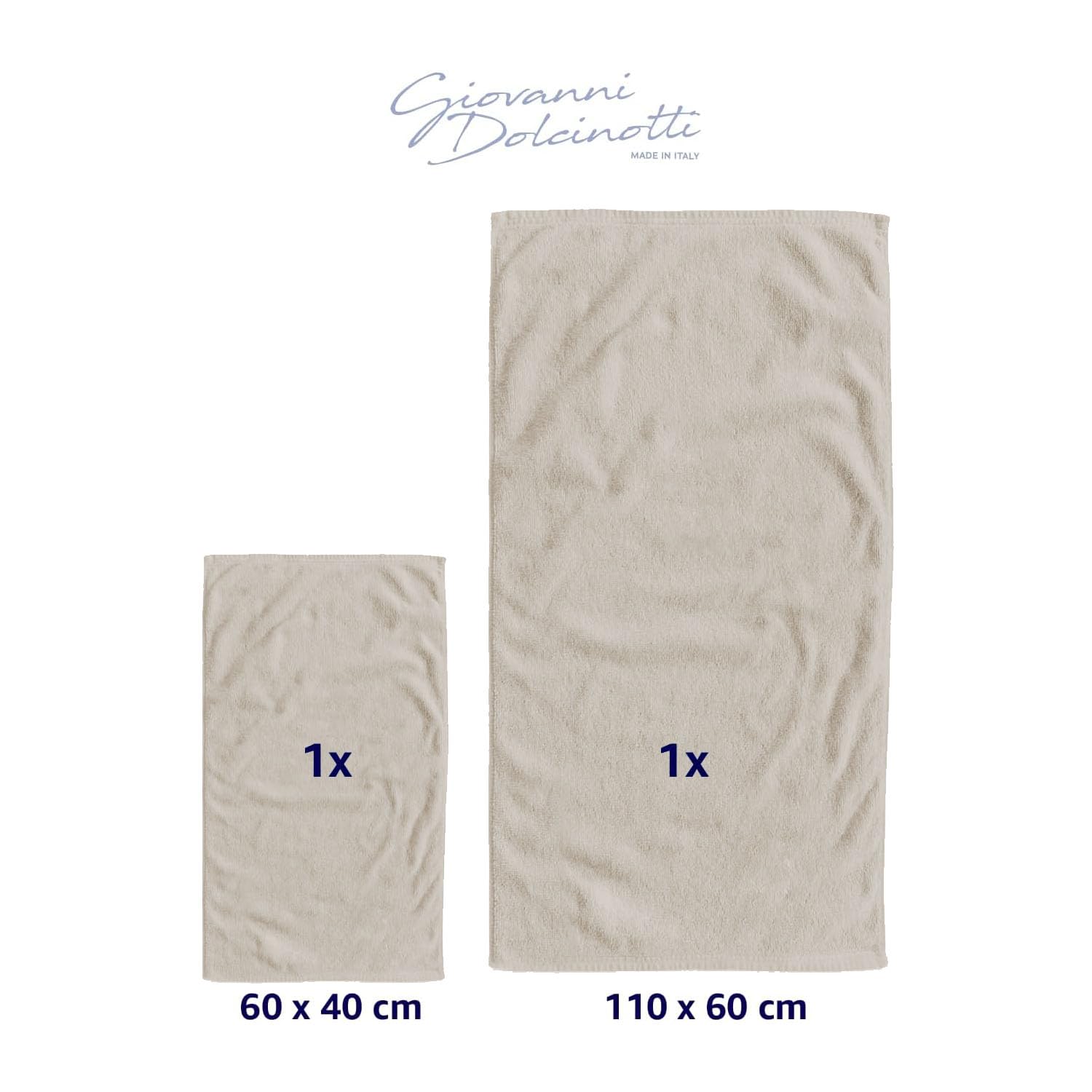 Set Di 2 Asciugamani In Cotone Made In Italy - 450 Gr/mq - Per Bagno E Viso - Tinta Unita Cipria - Morbidi E Super Assorbenti