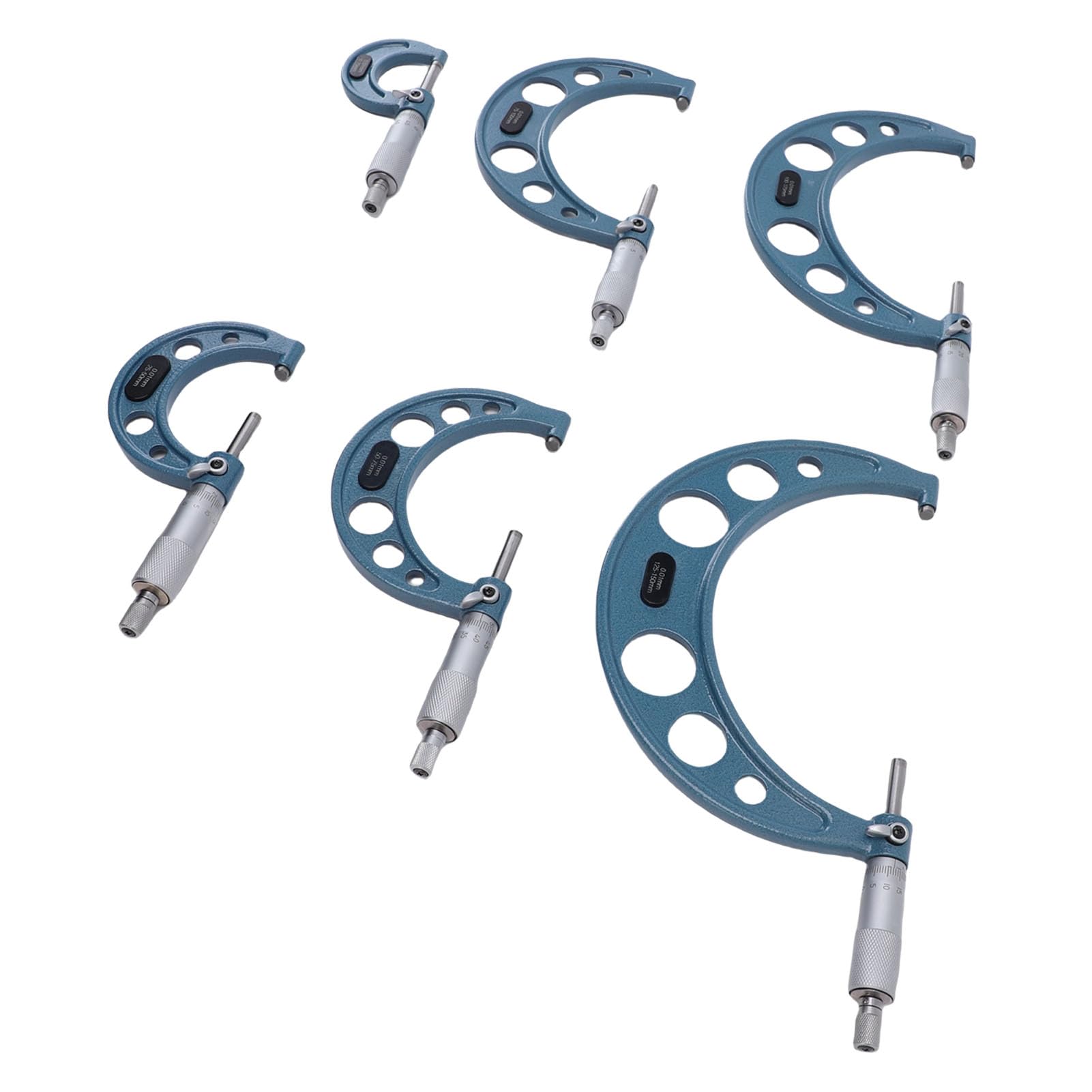 Yosoo Health Gear Mikrometer-Set, Edelstahl, Außen-Mikrometer-Set, 0 150 Mm, 0,01 Mm Teilung, 6-teilig, mit Ratschenanschlag, Aufbewahrungsbox für Maschinisten, Metallbearbeitungsmessungen
