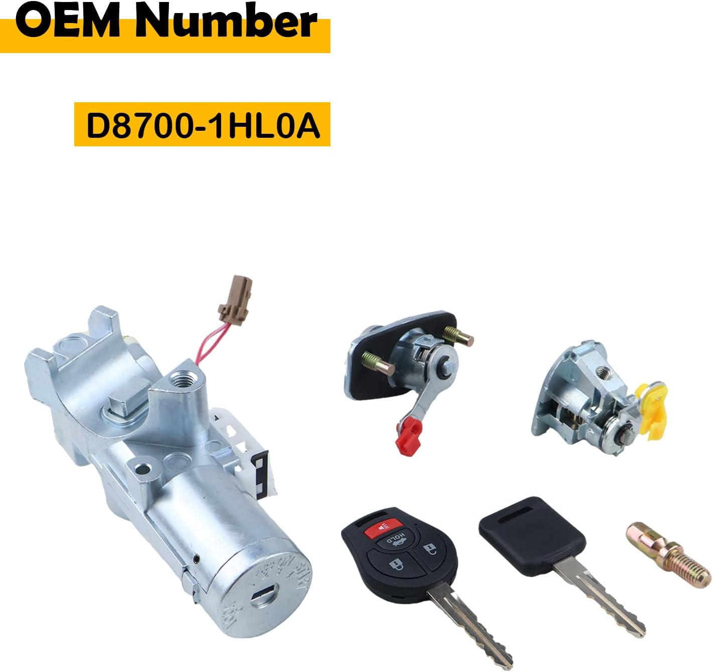 D8700-1HL0A Ignition Lock Cylinder Switch Key Compatible with Versa 2012-2019 (Remote key does not include battery)
