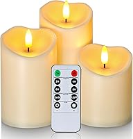 Vista 10 de Homemory - Velas naranjas sin llama de Halloween, velas de otoño, juego de 3 velas led impermeables para exteriores, con pilas, parpadeantes