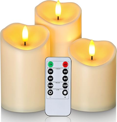 Miniatura 10 de Homemory - Velas naranjas sin llama de Halloween, velas de otoño, juego de 3 velas led impermeables para exteriores, con pilas, parpadeantes