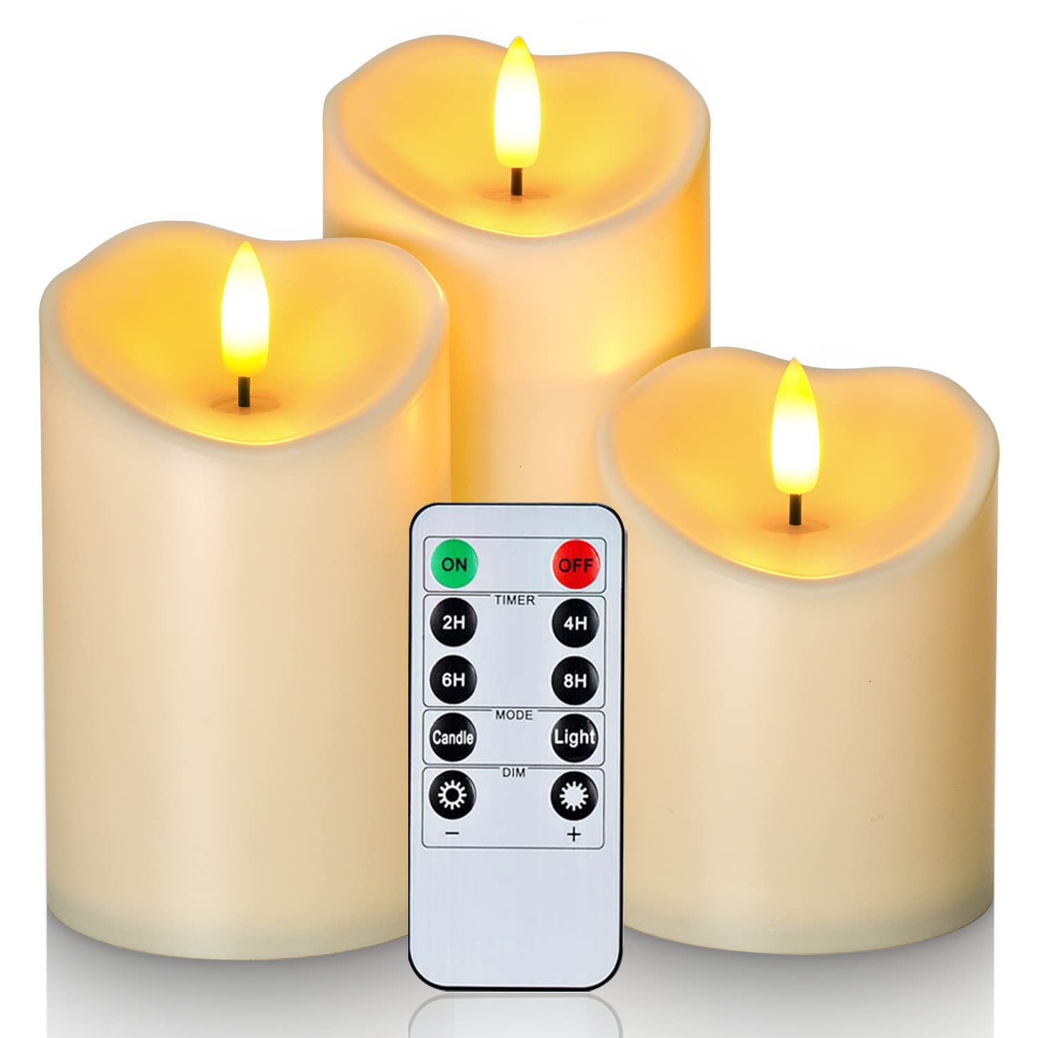 Homemory Waterproof Flickering Flameless Candles, Outdoor Battery Operated LED Pillar Candles