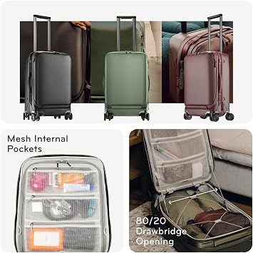 Peak Design Roller Pro Carry-On, Sage, Expandable Small Suitcase with Wheels, Carbon Fiber Handle, Drawbridge Opening, Hybrid Soft/Hard Shell, Custom Hardware, Fits XL Camera Cube or Packing Cubes