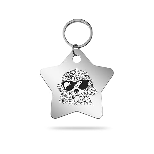 MACOS Engraved Personalised Star Pet Tag for Dogs and Cats [Chrome]