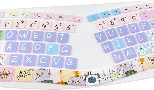 Miniatura 7 de Funda de silicona para teclado compatible con Logitech Ergo K860, diseño ergonómico de EE. UU., accesorios Logitech K860, lindo gato