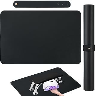 Nail Art Table Mat, (Mat Only) Foldable Hand Rest Manicure Pad, Soft Microfiber PU Leather Arm Rest Pad for Acrylic Nails, Nail Polish Mat for Nail Tech Salon Home, Black
