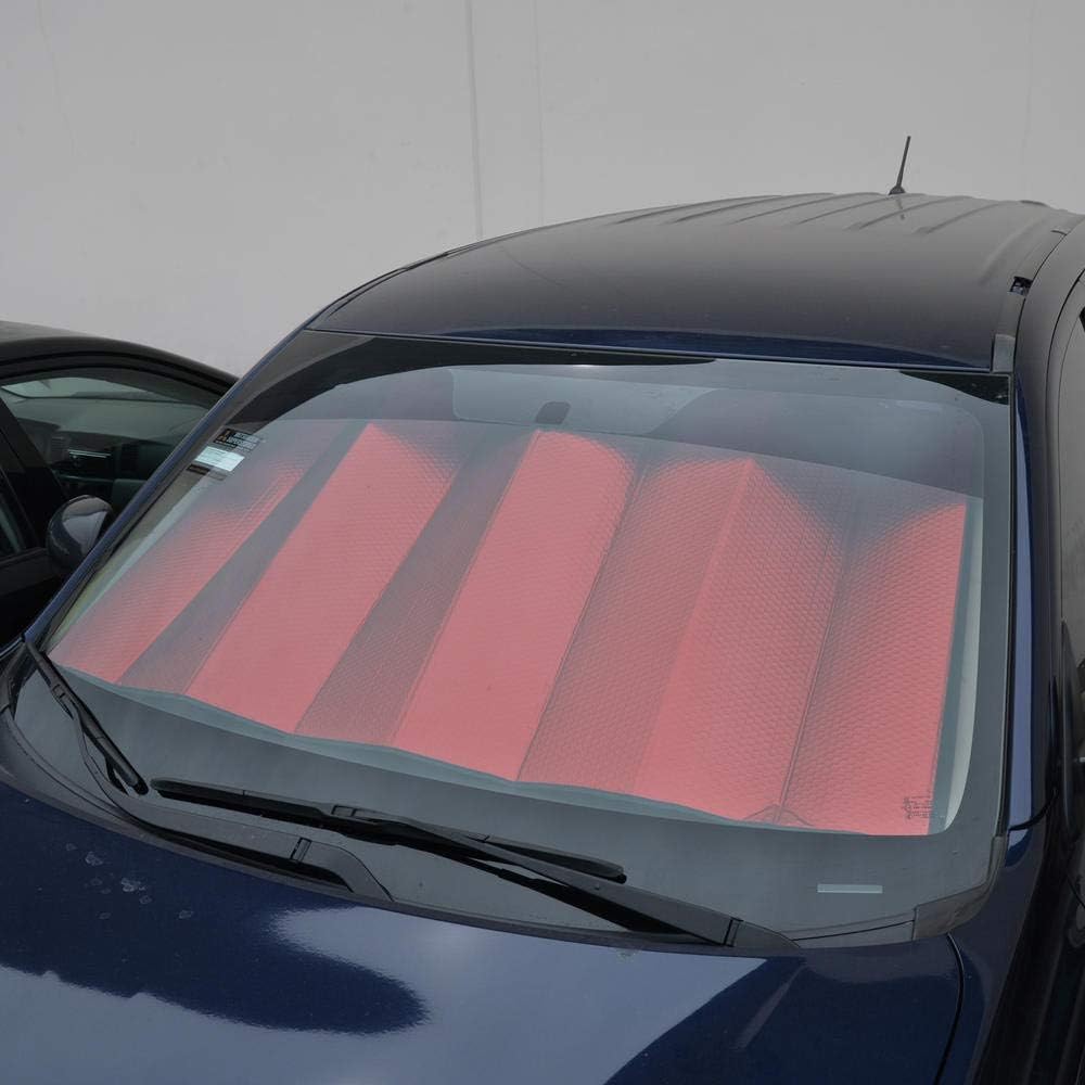 Motor Trend - AS-312-RD Front Windshield Sun Shade - Jumbo Accordion Folding Auto Sunshade for Car Truck SUV - Blocks UV Rays Sun Visor Protector - Keeps Your Vehicle Cool - 66 x 27 Inch (Red)
