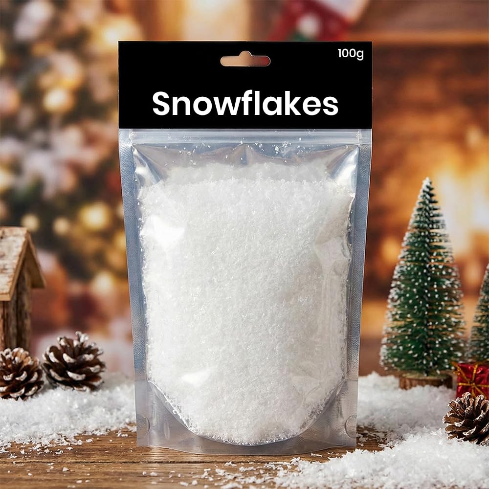 Angix White 100G Christmas Decorations Artificial Fake Snow Flakes - Perfect For Christmas Decorations, Holiday Decor, Winter Scenes & Snowy Effects - Artificial Snowflakes For Festive Display