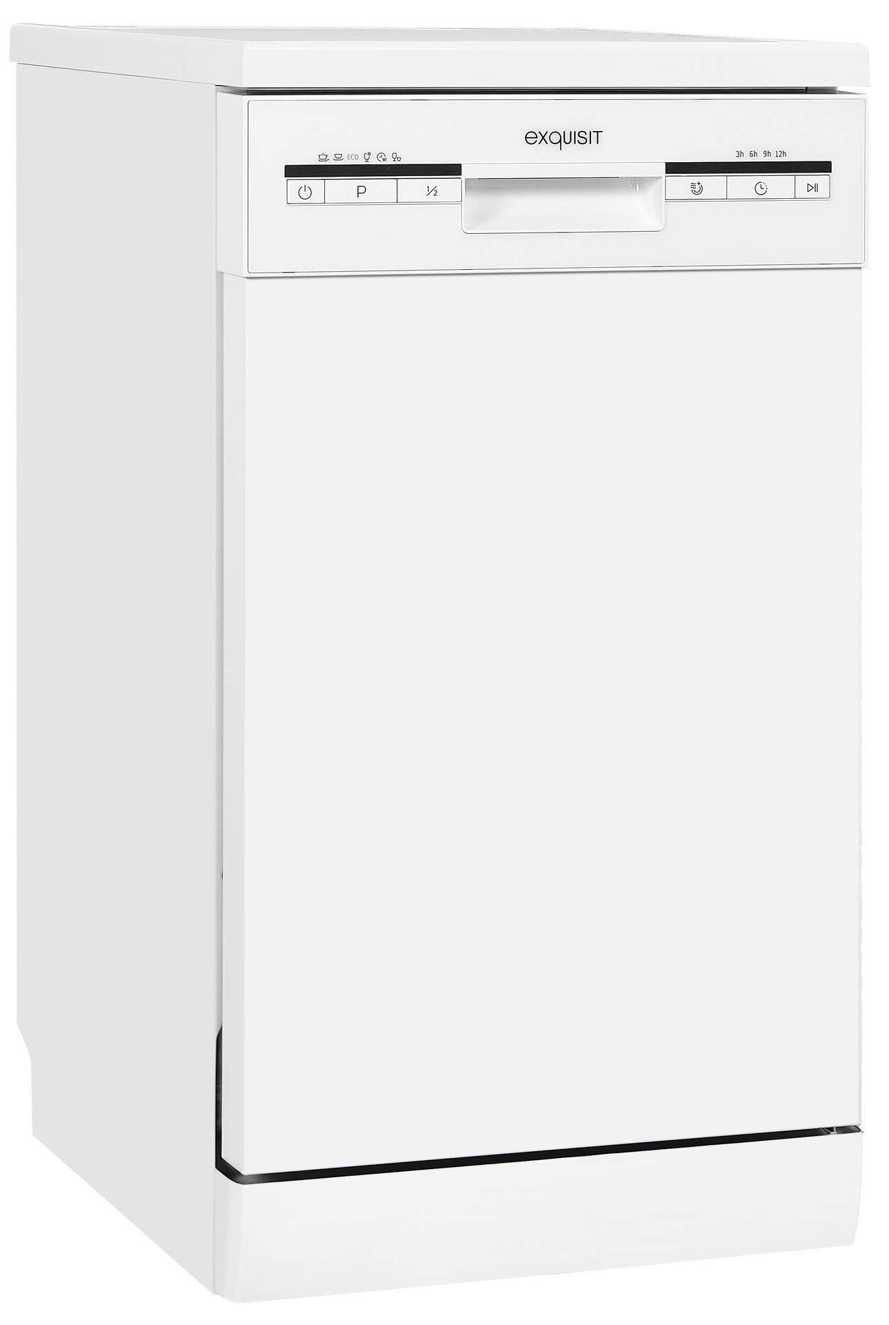 Exquisit® Lavavajillas 45Cm, Clase E, Color Blanco, 9 Servicios, 6 Programas, Cesto Regulable, Funciones Extra Seco y Media Carga, Interior Inox, Consumo 70 kWh/año, Medidas 84,5x44,8x60 Cm.