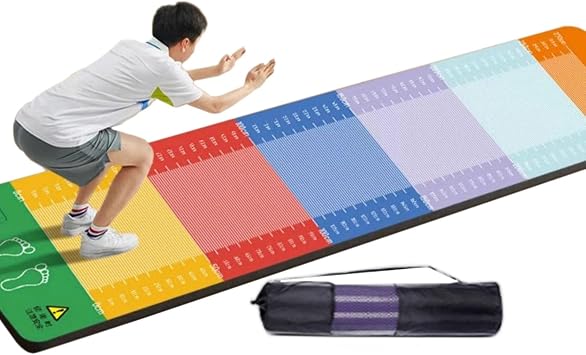 Standing Long Jump Mat, Indoor Shock Absorbing Double Side Anti-Slip Jump Rope Mat Tester for Home Gym Floor