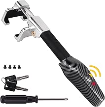 TURNART Steering Wheel Clamp with Alarm, 120 dB, Universal Fit, Steering Wheel Claw for Car, Adjustable Locking Area, Steering Wheel Lock, Silver