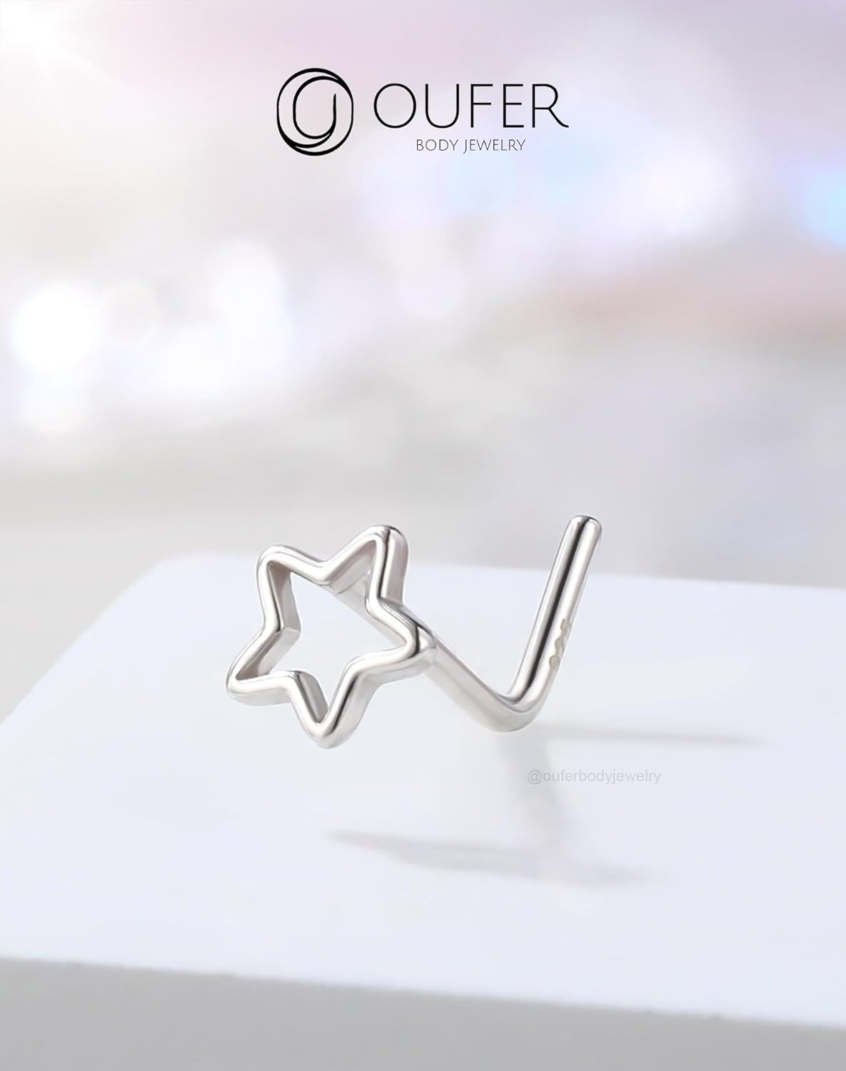 OUFER 925 Sterling Silver Nose Rings, Nose Studs For Women, Cute Nose Nostril Piercing Jewelry, L-Shaped 20G Silver Nose Rings Studs - Image 5