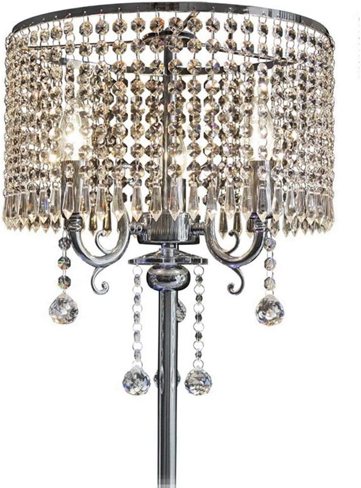 Luxury Romantic K9 Crystal Floor Lamp with Transparent Ball Pendant,Modern Wedding Room Bedroom Bedside Standing Light Fixture AA+