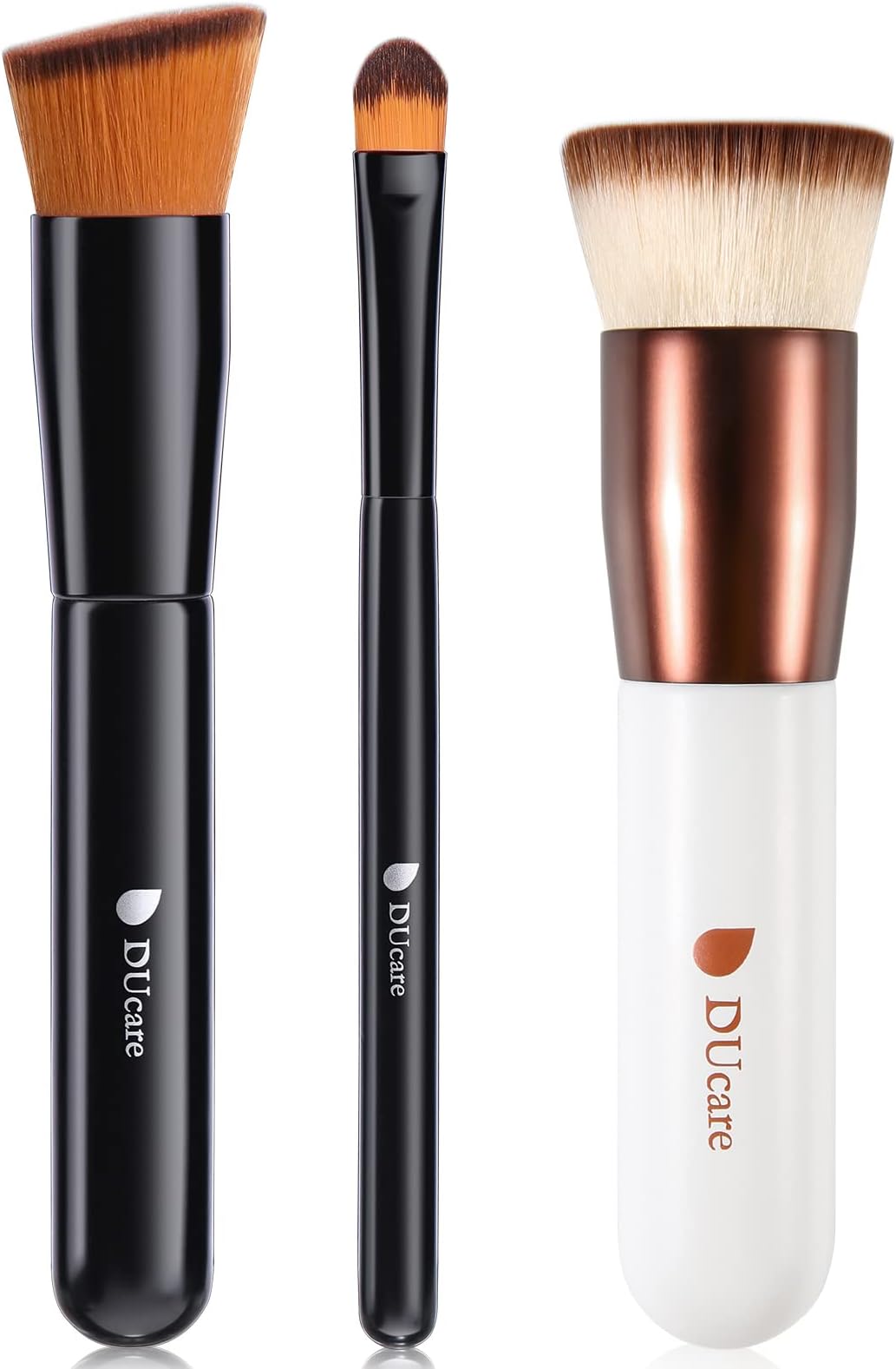 2PCS Flat Top Kabuki Foundation Brush Concealer Angled Flat Top Kabuki Brushes