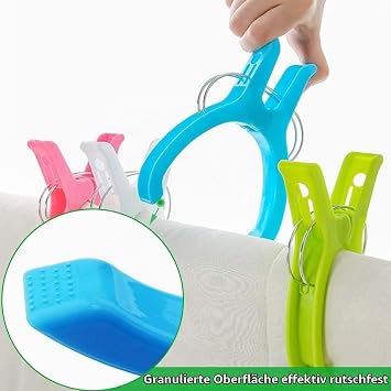 10 Stück Extra Groß Strandtuchklammern XXL Wäscheklammern Strandtuch Clips Kunststoff Klammern Jumbo Größe Handtuch Klammern für Strand Pool Tägliche Wäsche Schwere Badetuch