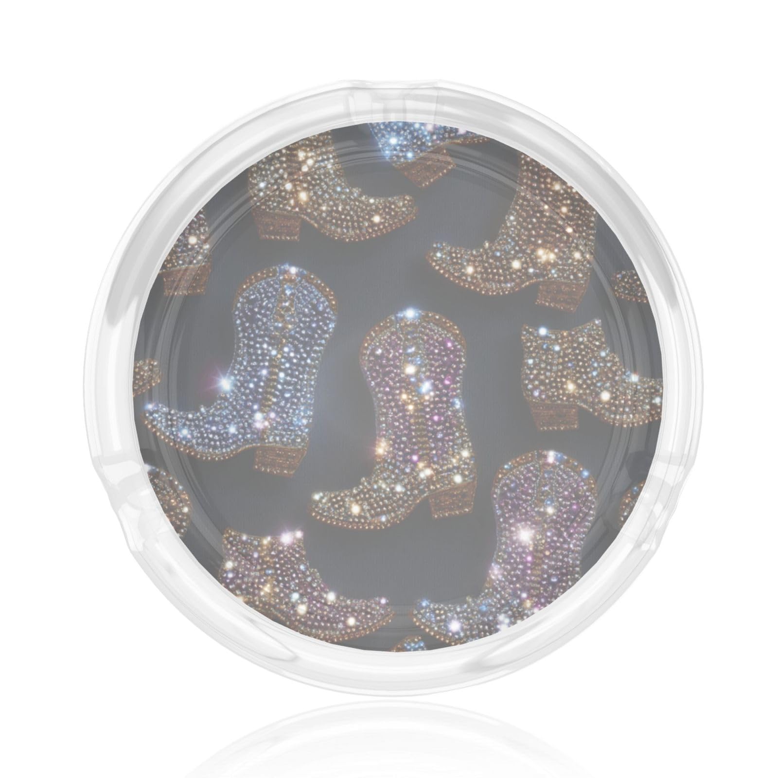 Rhinestone Cowboy Wild West 80s Disco Glass Ashtray For Cigarettes Ash Trays Case For Home Office Decor