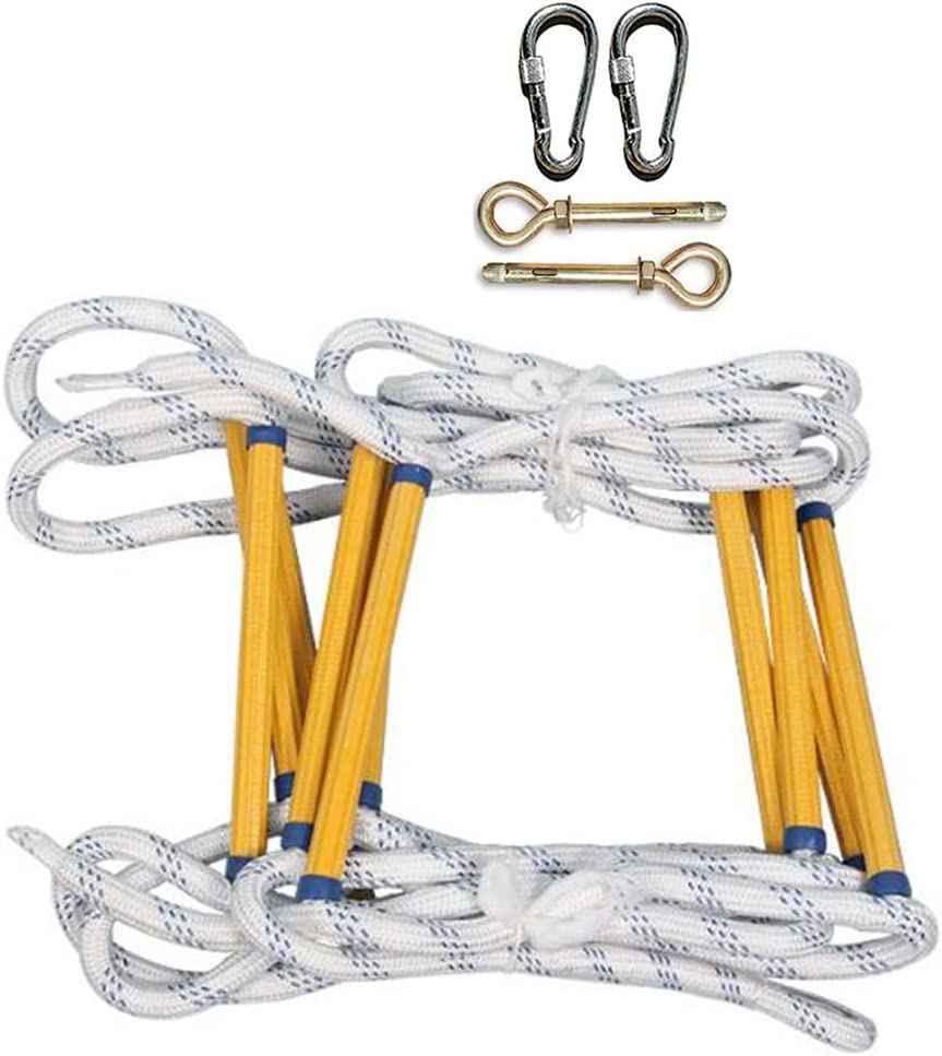Échelle de secours de 5 mètres en corde antidérapante avec mousquetons de sécurité