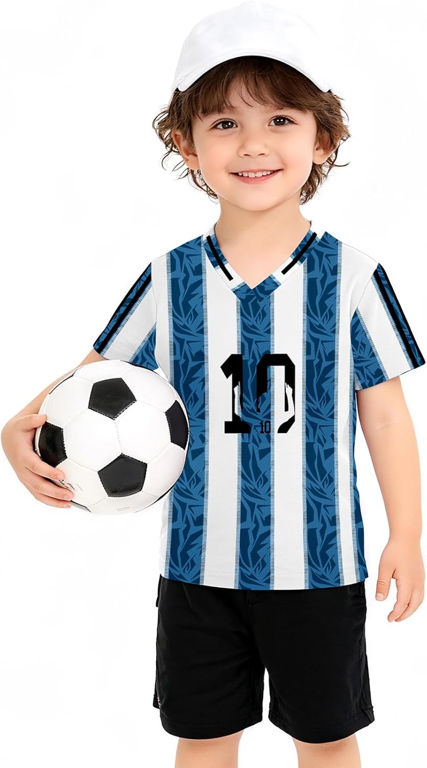Soccer Jersey Kids Boys & Girls Football Jersey Shirt V Neck Mesh Tee Casual Short Sleeve Tops - Image 2