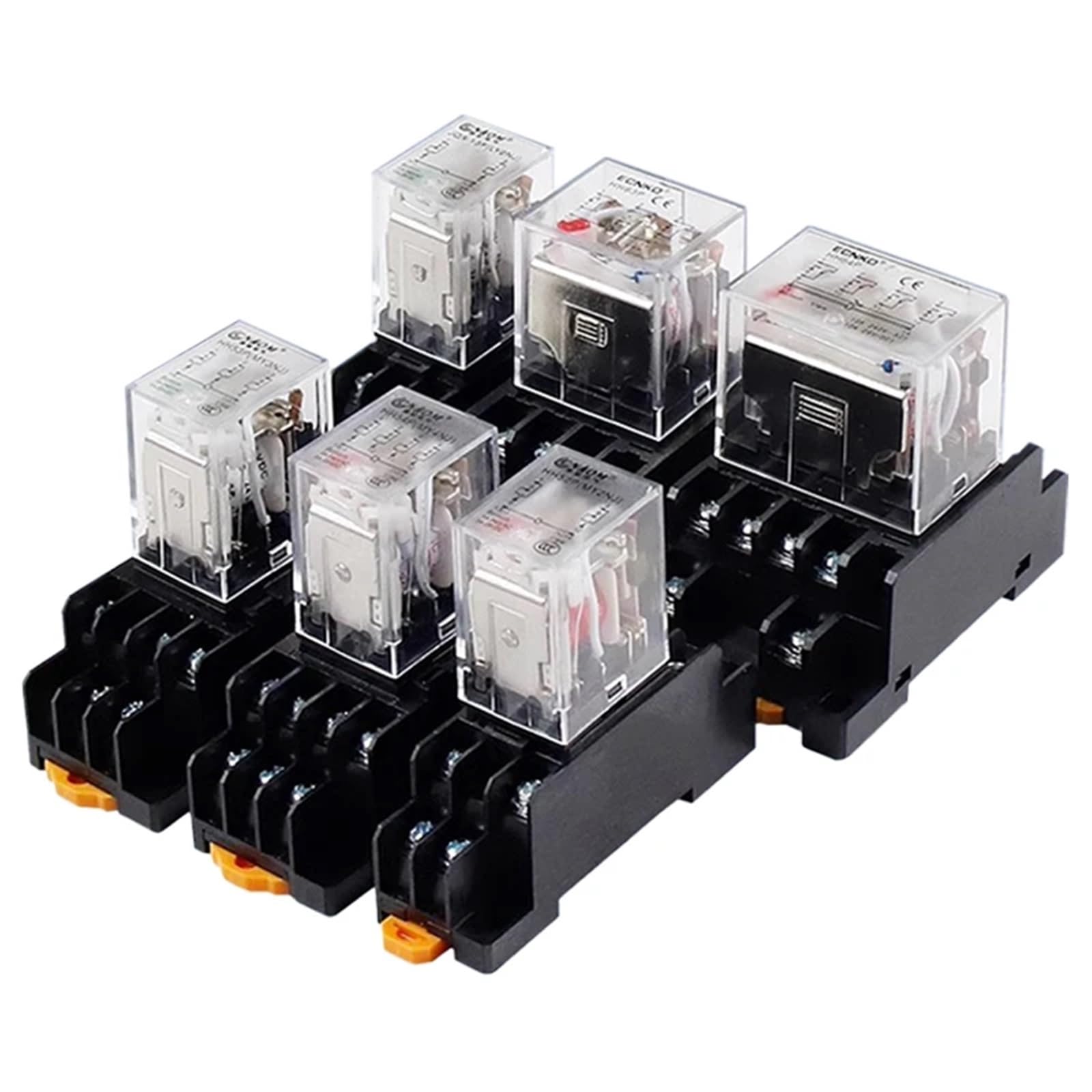 Relé de potencia de bobina HH62P de 5 piezas LY2NJ DPDT, relé miniatura de 8 pines con base de zócalo, CC 12 V, CC 24 V, CA 110 V, CA 220 V, 10 A, serie JQX-13F(DC (5Pcs),24V With Base)