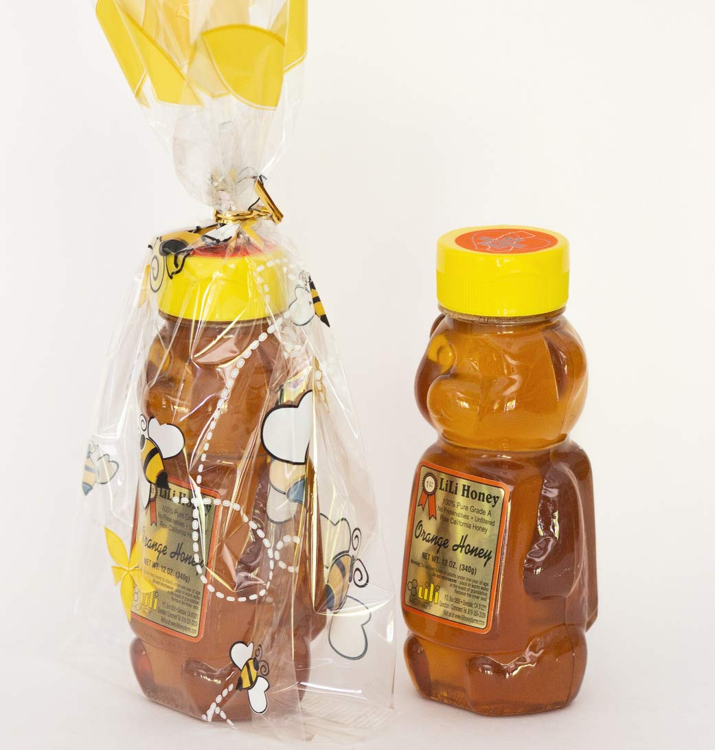California Raw Orange Honey Bear 12 Oz. Pure Grade A 100% Natural Gift Wrapped 2PK