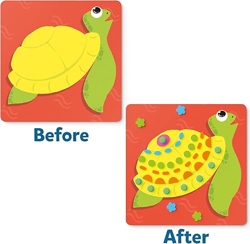 Miniatura 5 de Skillmatics Actividad artística diversión con animales submarinos de espuma, calcomanías de fieltro sin desorden para niños, kits de manualidades,