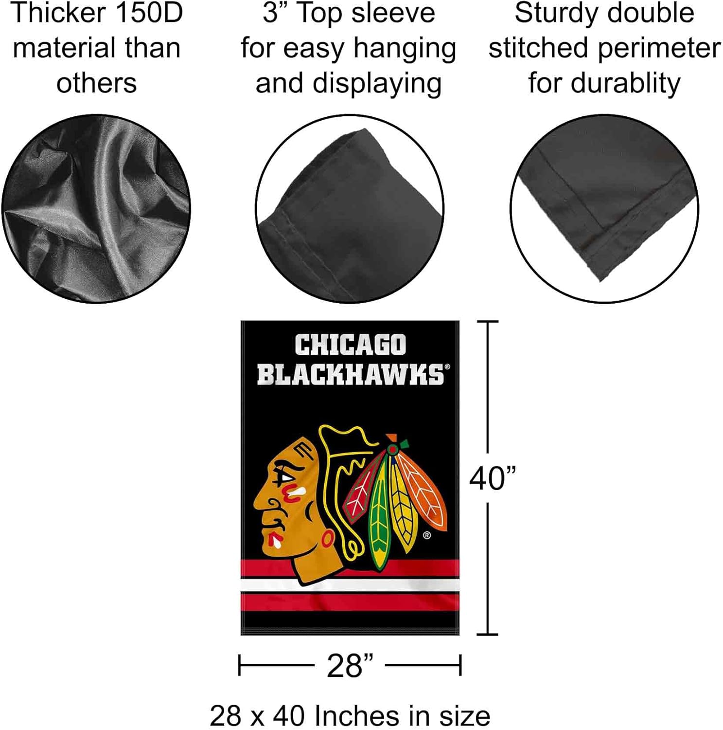 Chicago Blackhawks Two Sided House Flag - Image 2