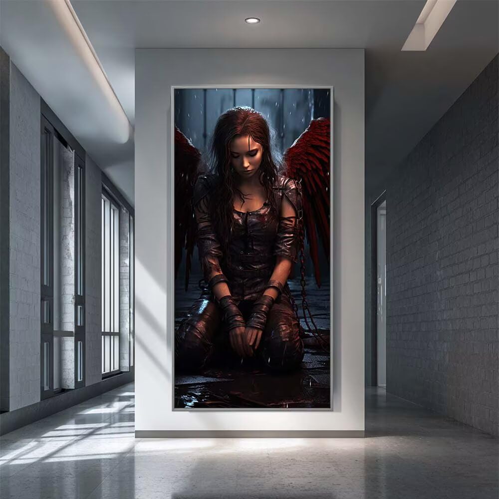 Fallen Angel Diamond Art Kits Adults, DIY 5D Large Diamond Painting Woman Crystal Art Kits 35.4 x 70.9 Inch, Embroidery Cross Stitch Canvas Painting by Numbers for Home Wall Decor Gifts (RD956)