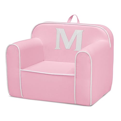 Miniatura 5 de Delta Children Silla Cozee con monograma personalizada, personaliza con letra M, silla de espuma para niños a partir de 18 meses, rosablanco