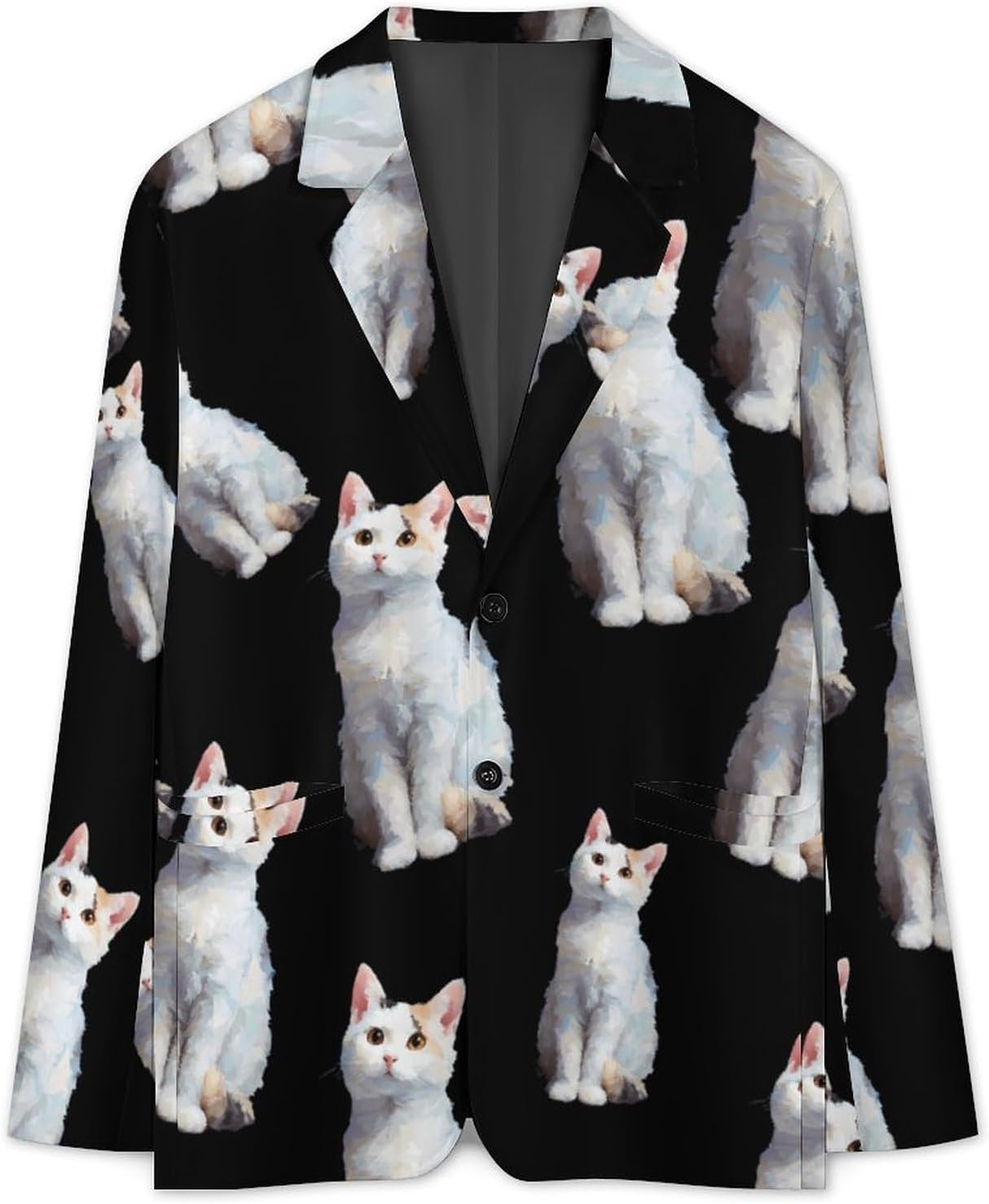 Oil Painting Tortoiseshell Cat Kitten Mens Blazer Two Button Lightweight Sport Coats Suit Business Jacket