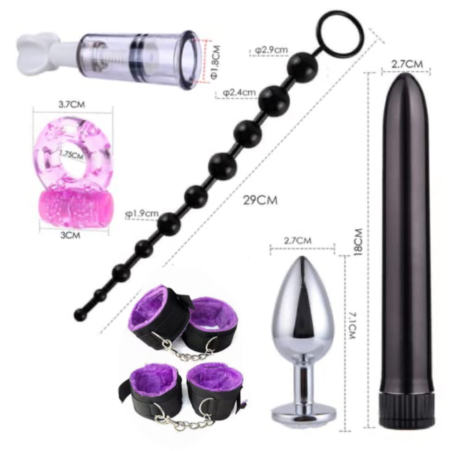 BDSM Restraints Sex Toys 27pc Bondage Restraints Set Fetish Bed Restraints Kits for Beginners,Gang Ball Play, Vibrators Massagers, Bondage kit for Couples Sex: 25 Pcs