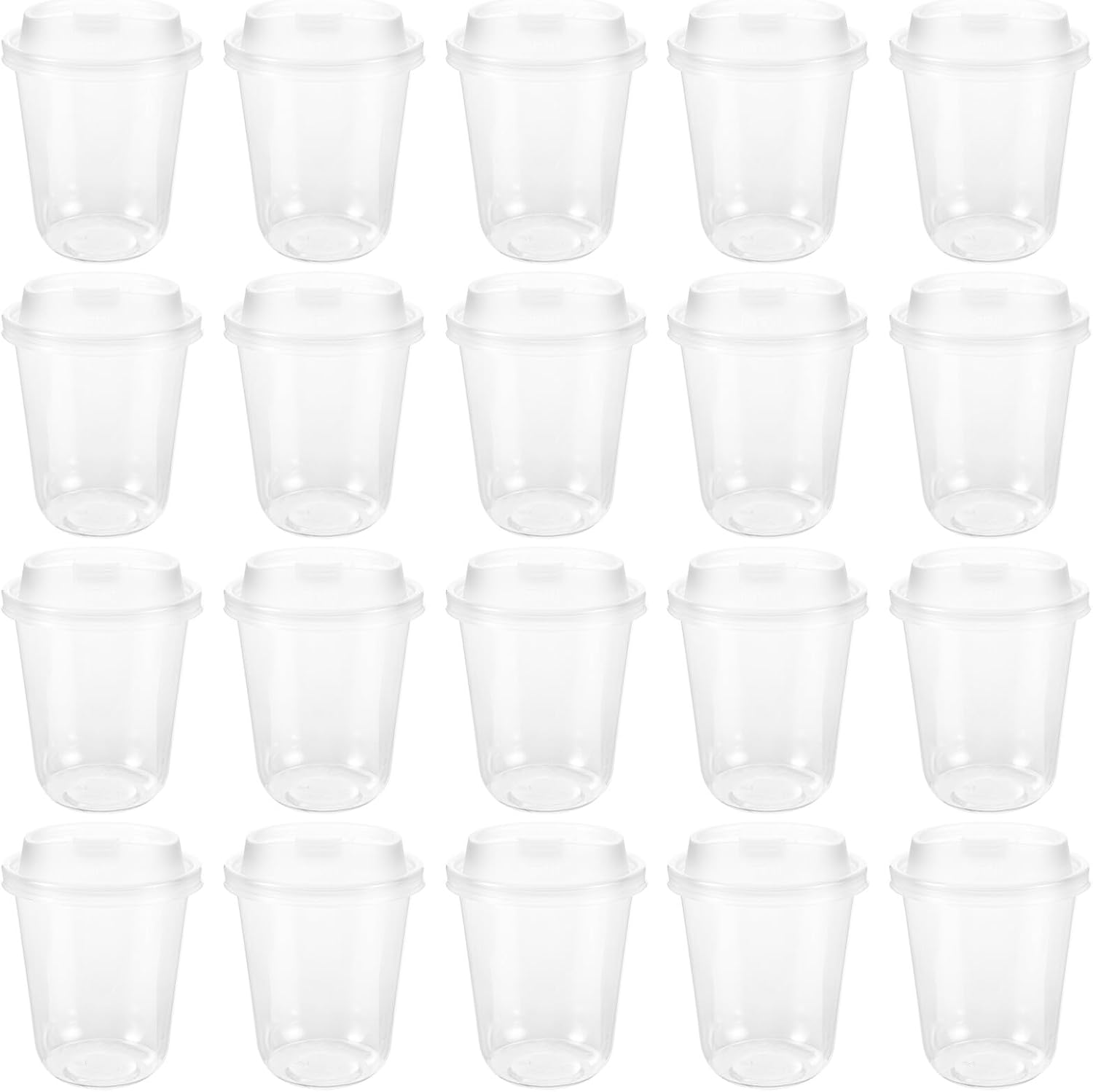50pcs Disposable Plastic Coffee Cups with Sip-through Lids 380ml Thickened Cold Beverage Cups for Iced Coffee Lemonade Takeaway Use