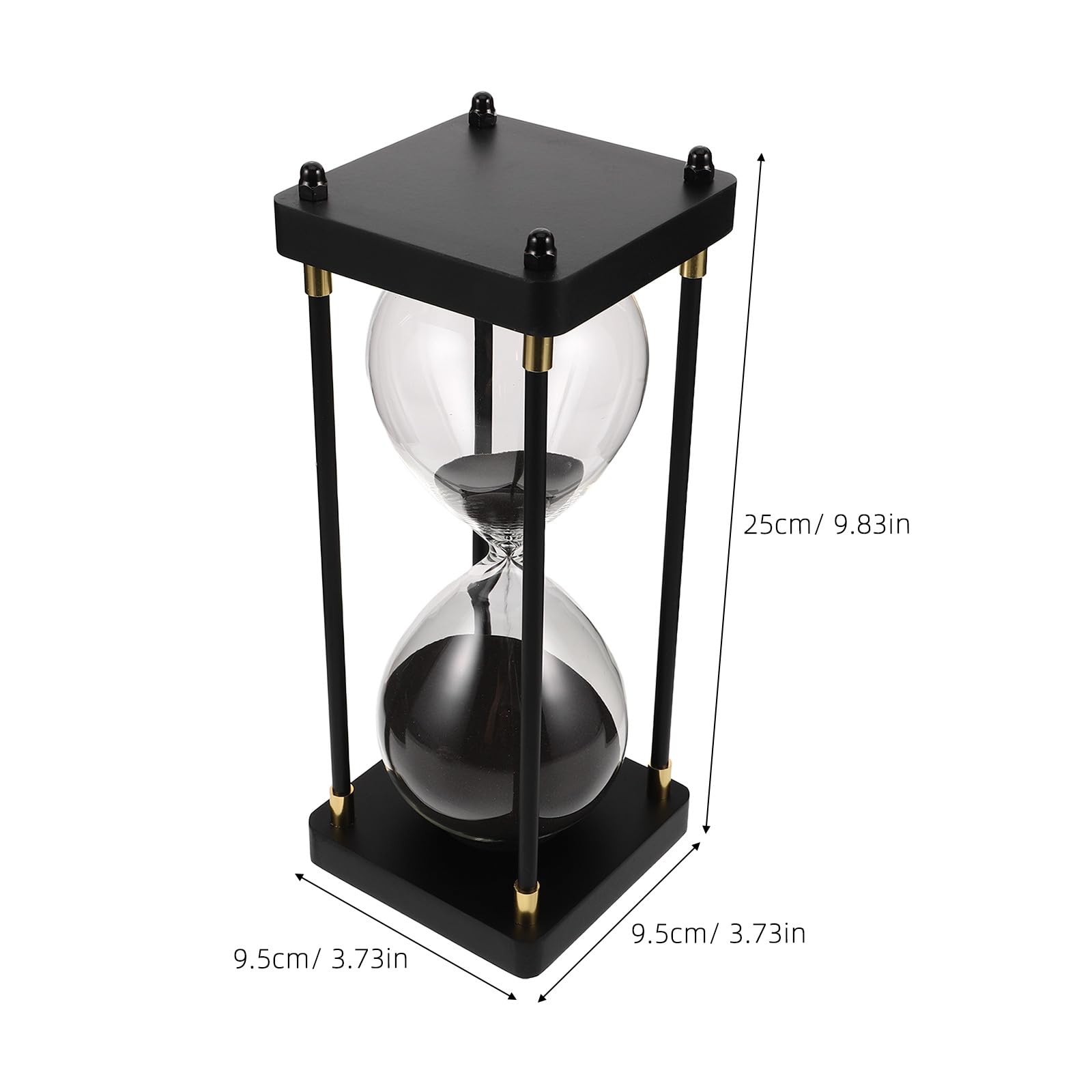 Ipetboom Temporizador de Arena de 60 Minutos Arena Negra Decorativo de Cristal Transparente Temporizador Creativo para Cocina Oficina y Hogar Gestión Precisa