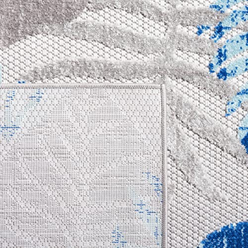 Tapete cuadrado lavable 8 pies gris y azul miniatura 4