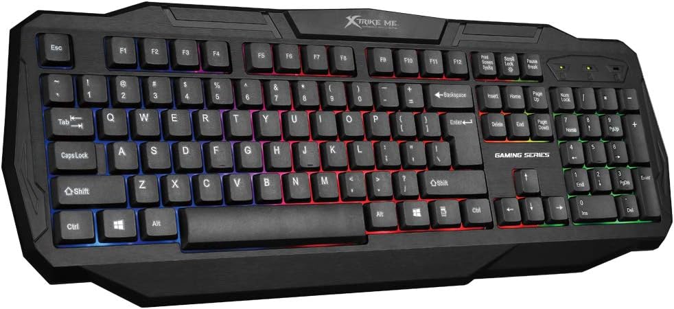 Xtrike Me KB-302 Luminous Multicolor Gaming Keyboard, angled view