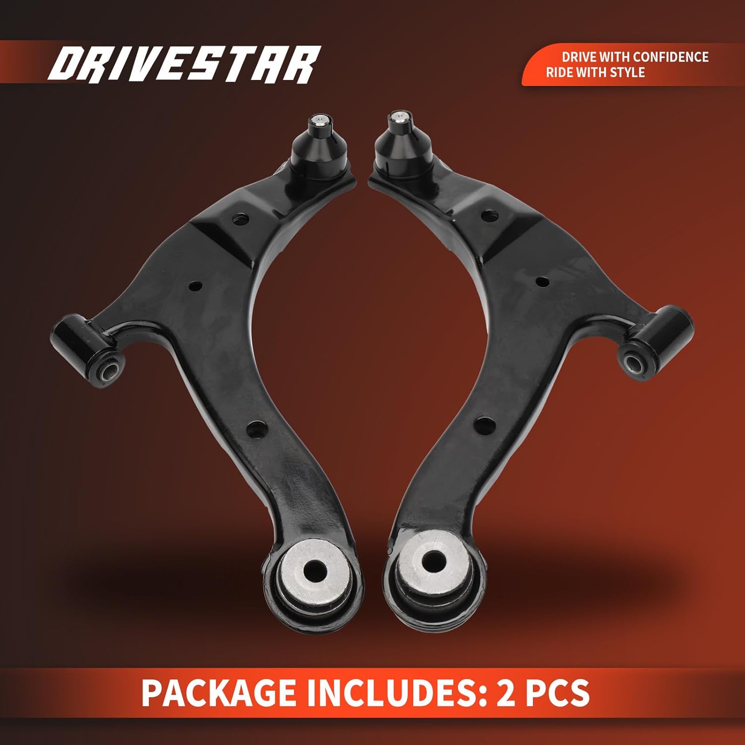 DRIVESTAR K620009 K620010 Front Lower Control Arms, with Ball Joint Bushing, for Chrysler PT Cruiser 2001-2010, Dodge Neon 2003-2005, Front Suspension Pair