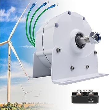 Upgraded 3 Phase Gearless Magnet AC Alternators,10000/12000W 12V 24V 48V 220V Low RPM Permanent Magnet Generator W/Controller Use for Wind Water Turbine with Base24v,10000w