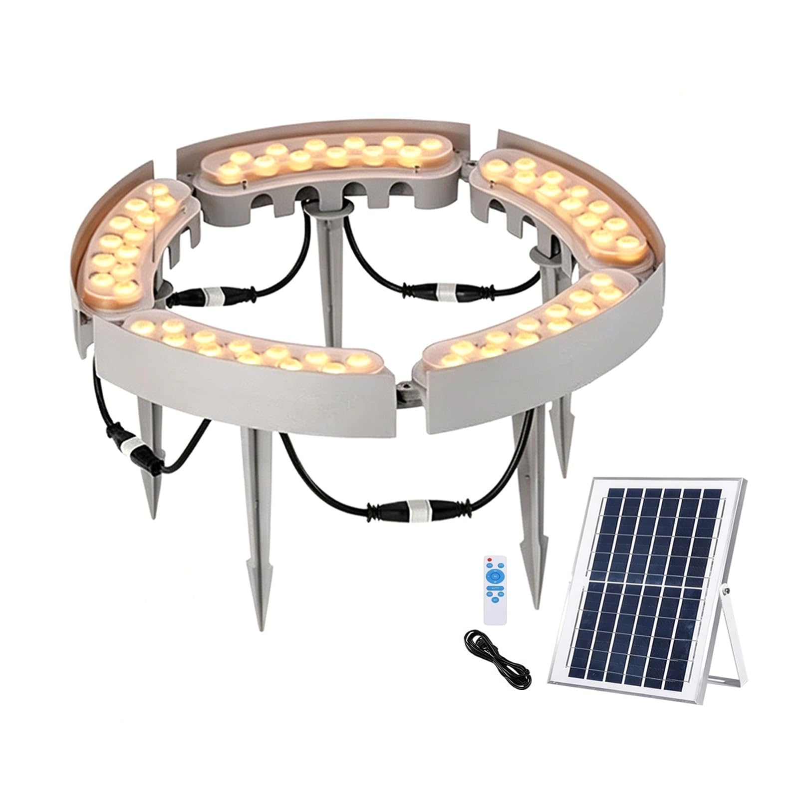 JCWGLY Outdoor Waterproof Solar LED Ring Tree Lights, Solar Powered Spotlights for Palm Trees, Warm White Light 60-84W Patio & Yard Landscape Lighting(5 lights/60W)