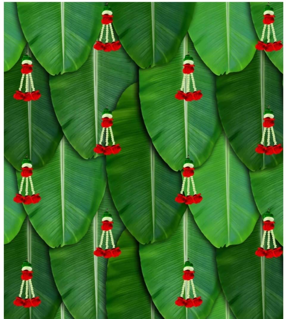 Zeonely Mart Banana Leaf Curtain Backdrop Decoration Cloth with red