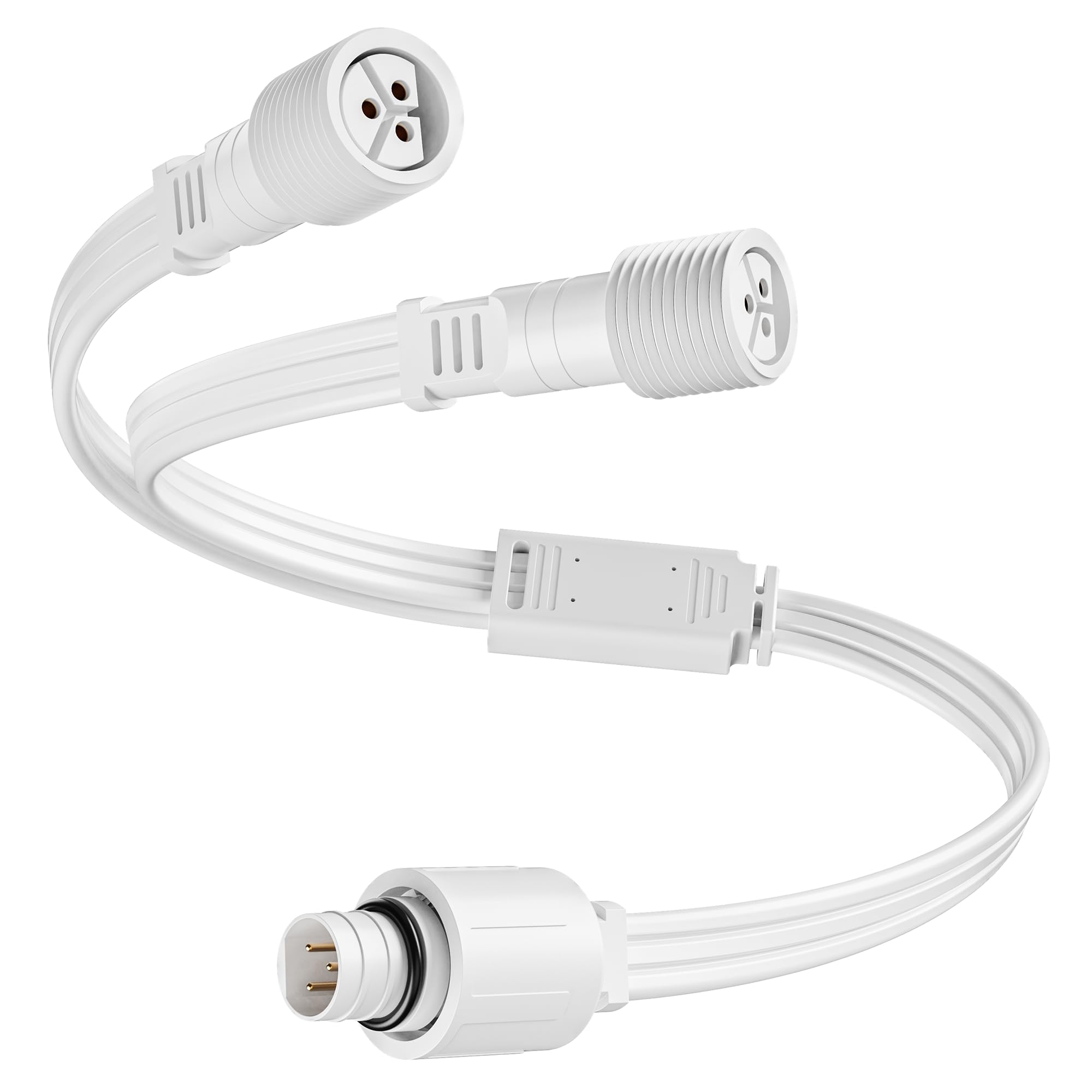 Rozdzielacz Y do Eufy Stałe Światła Zewnętrzne E22 i S4, Przedłużacz Światła Zewnętrznego do Eufy T8L02 i T8L04, Wodoszczelność IP68, Idealny do dekoracji bożonarodzeniowych, 1 męski do 2