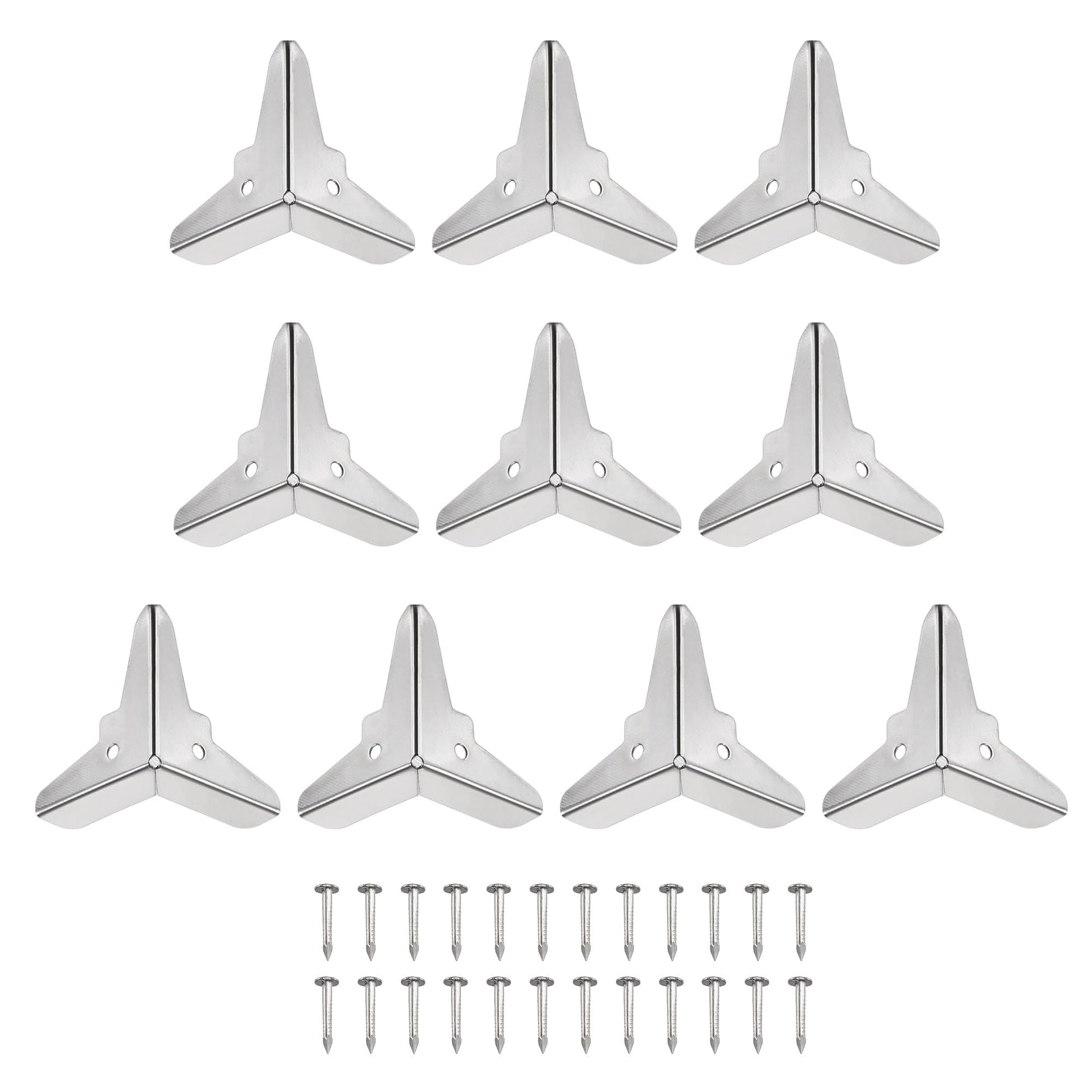 TA-VIGOR 20Pcs Metal Corner Protectors, 19 x 19 x 19mm Edge Guard Decorative Corner Bracket, Silver Angle Brace Cover for Tables Chests Suitcase Jewelry Box, with 60Pcs Screws