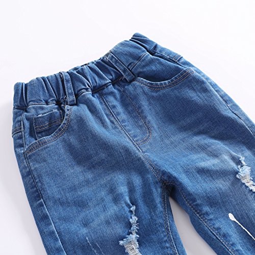 KIDSCOOL SPACE Baby Ripped Jean,Toddler Elastic Distressed Waist Denim Pants3