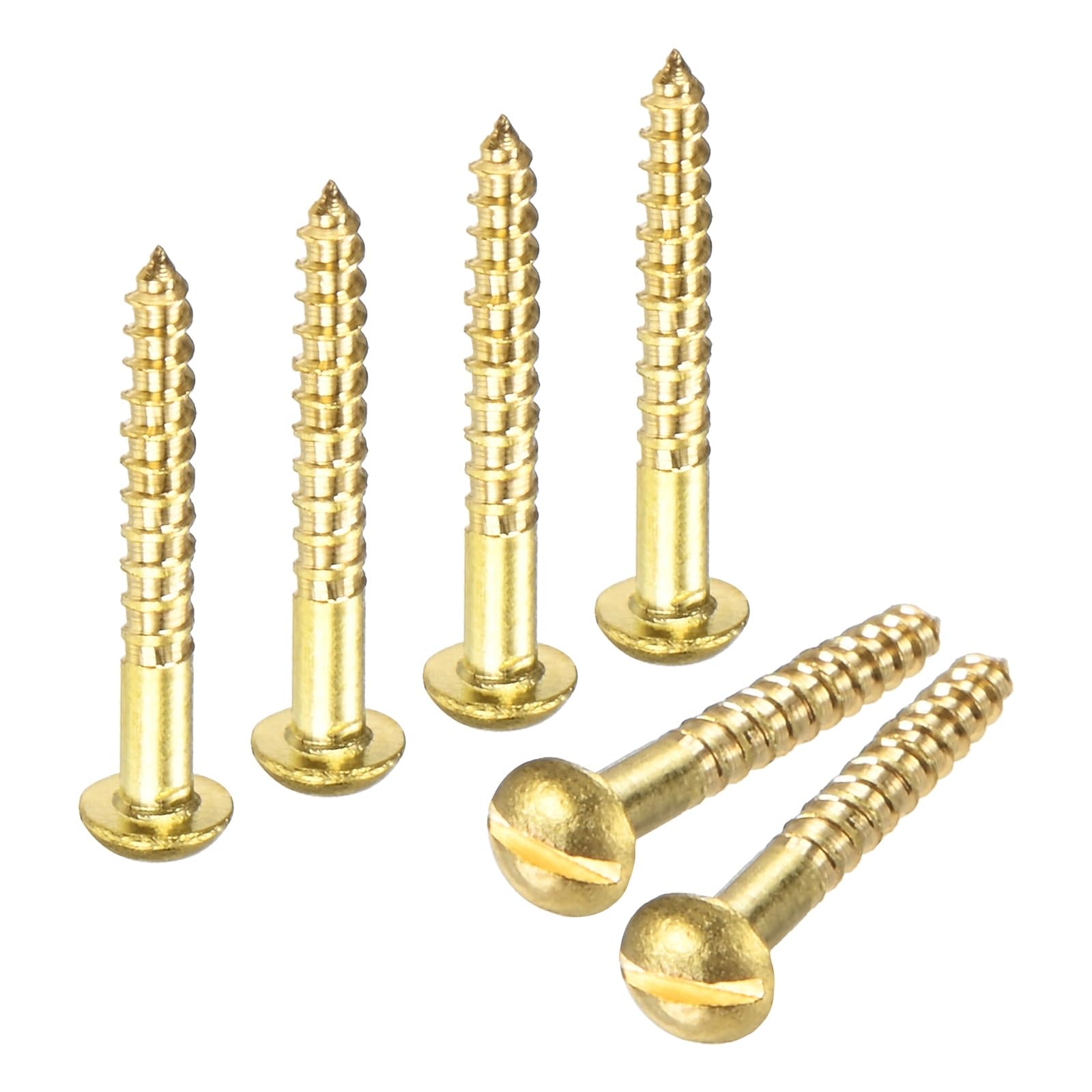 M METERXITY Wood Screws (M2 x 16mm, Brass) 60 Pcs - Slotted Round Head Self-Tapping Screw Apply to Woodworking/Furniture/Appliances Repair/Industry/Gardening