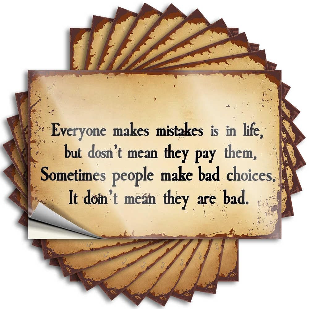Lake House Decor Adults Stickers - Everyone Makes Mistakes, Choices Don't Define Them Tumbler Waterproof Vinyl Sticker(6X9CM)