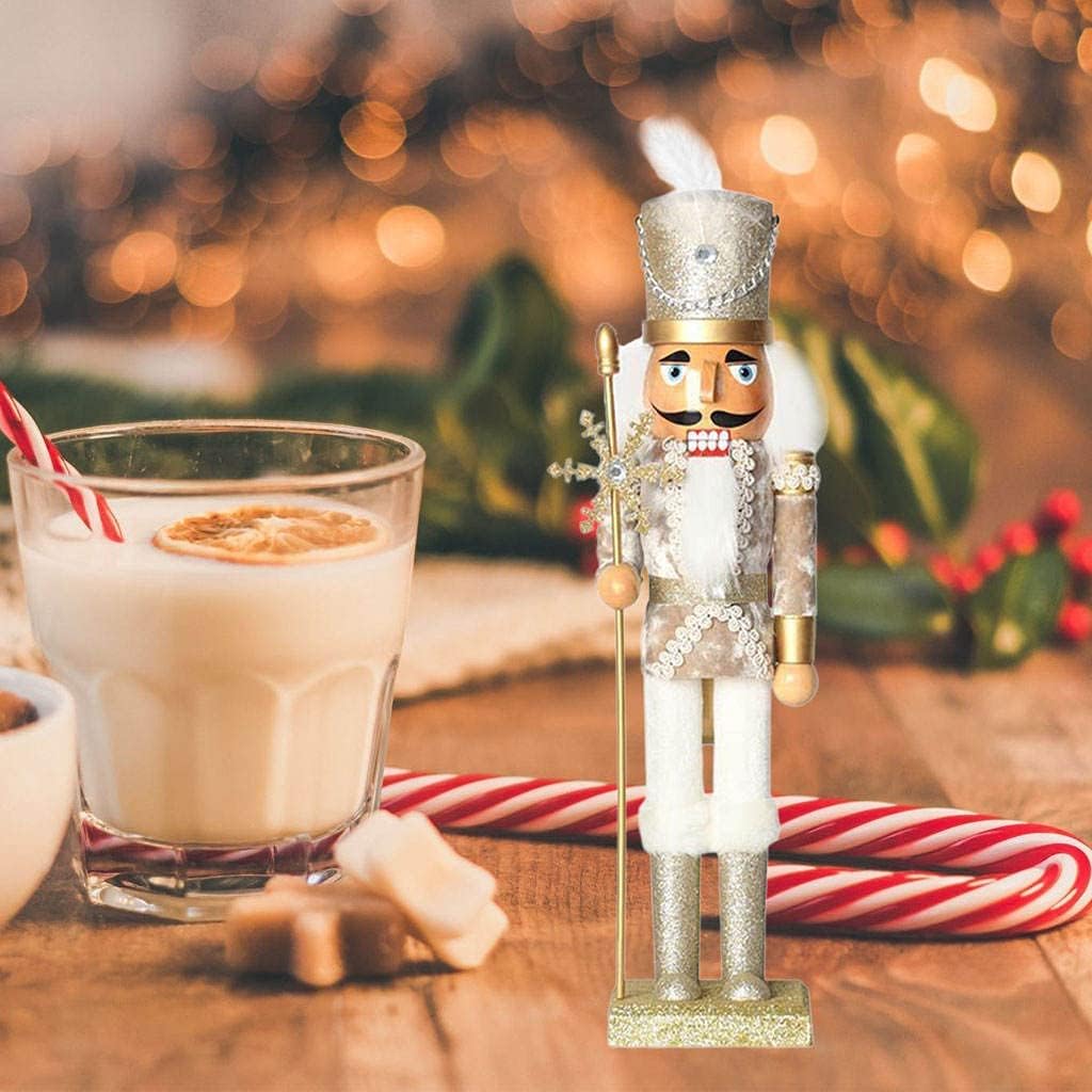Christmas Wooden Nutcracker Puppet Wooden Nutcracker Figurine Nutcracker Soldier for Christmas Decorations,Xmas Tree,Table Decor - Gold
