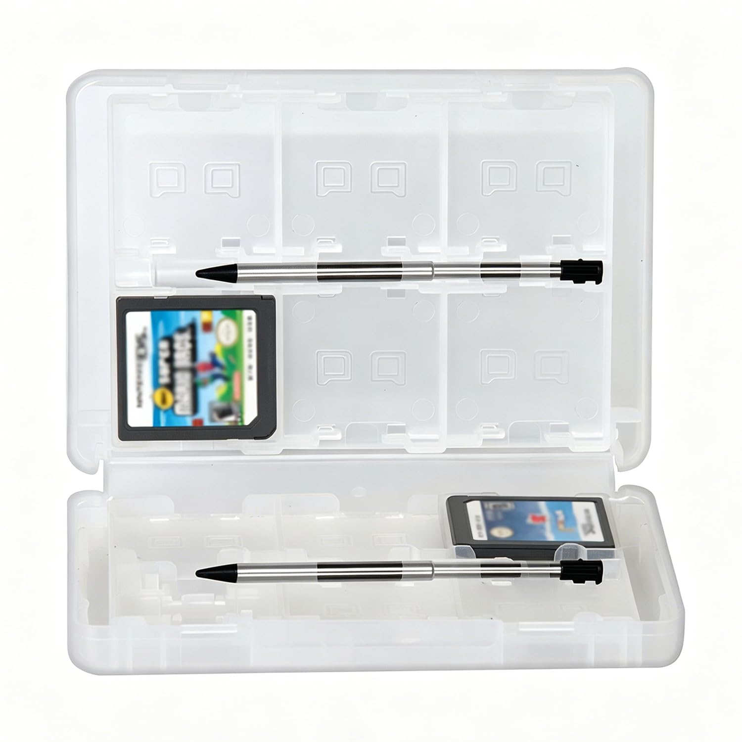 KlsyChry 28 en 1 Caja de Cartucho con Soporte para Tarjeta de Juego para Juegos Nintendo DS 3DS (Blanco)