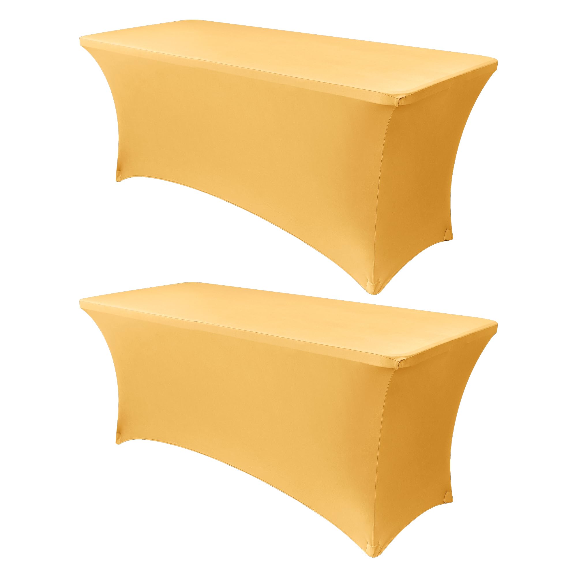 Obstal 4ft Stretch Spandex Table Cover for Folding Tables, 2 Pack, Gold