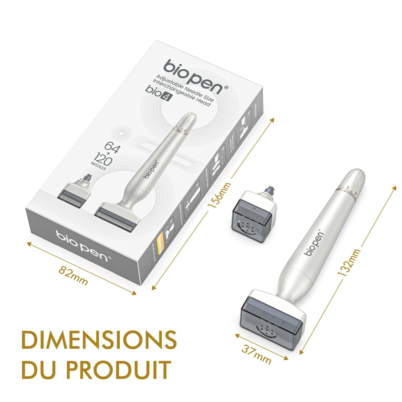 Derma Stamp 0-3mm Réglable, 2 in 1 Dermastamp Cheveux avec 64 Micro-aiguilles+120 Micro-aiguilles, Stimuler la Croissance de la Barbe et Des Cheveux pour Cheveux, Barbe, Visage, Corps
