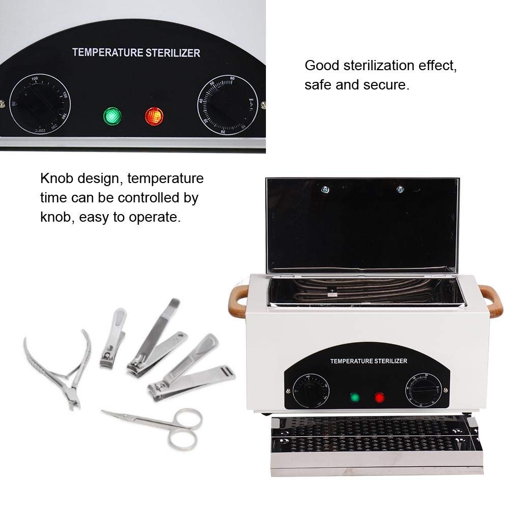 Esterilizador de calor Autoclave con temporizador Herramienta Esterilizador de Alta Temperatura con Tanque de Acero Inoxidable Extraíble para salón de belleza salón de peluquería estudio y casa