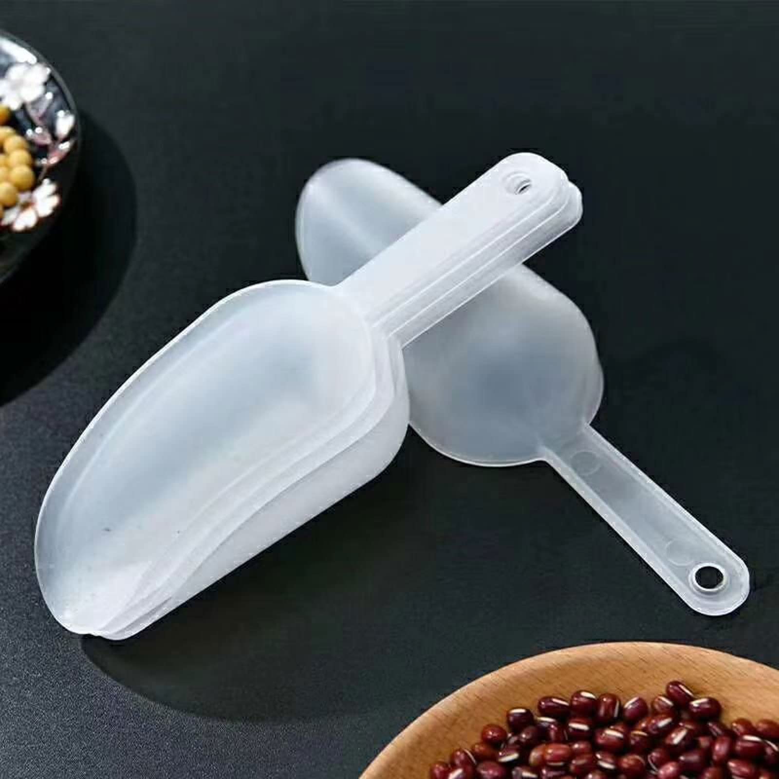 Cucharones de Cocina 1 Pieza Mini Pala de plástico para Hielo Pala pequeña Transparente Cuchara para harina Alimentos Dulces Cuchara para Helado Cucharas medidoras Palas