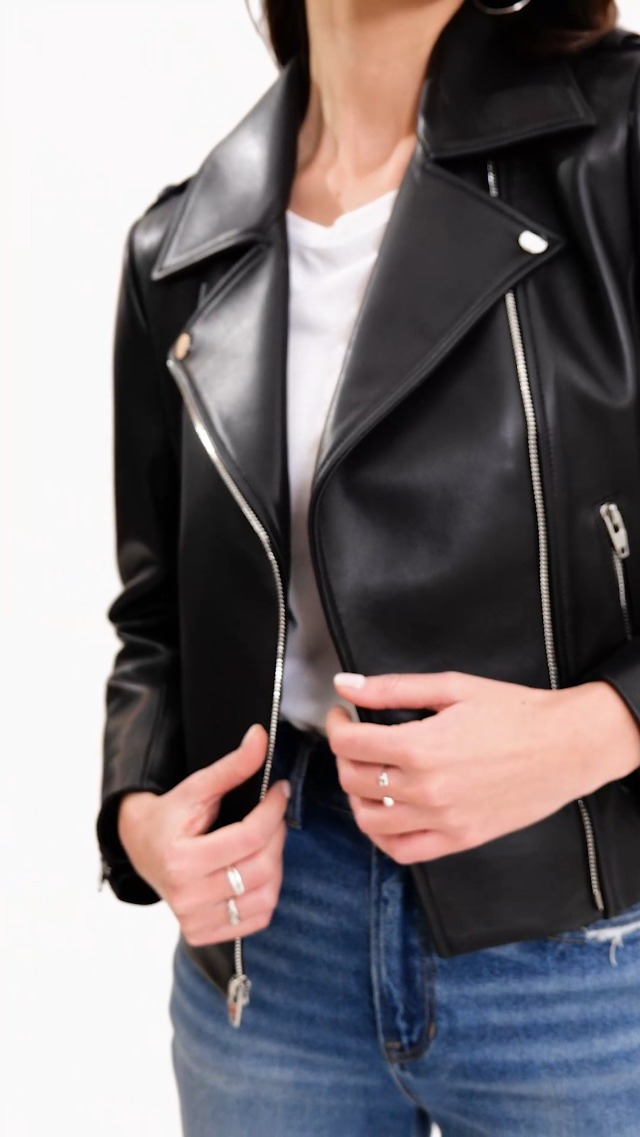SILVER FASHIONS Lambskin Leather Jacket Women,Motorcycle Jacket
